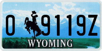 WY license plate 09119Z