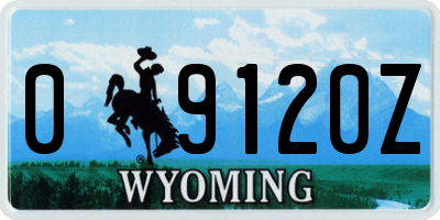 WY license plate 09120Z