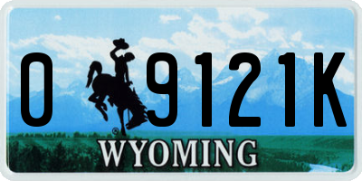 WY license plate 09121K
