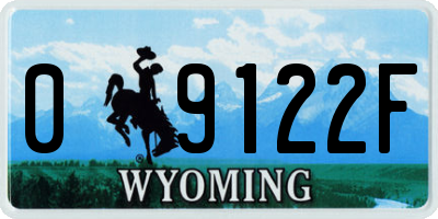 WY license plate 09122F