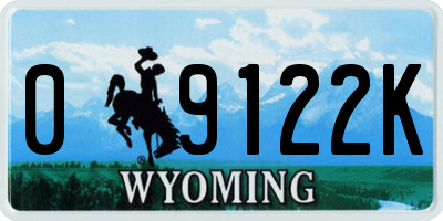 WY license plate 09122K