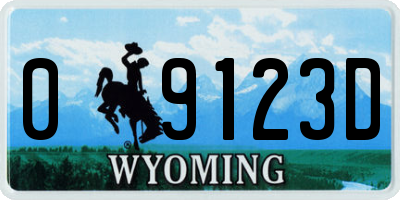 WY license plate 09123D