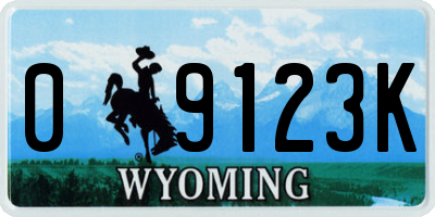 WY license plate 09123K