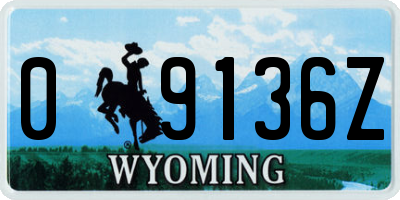 WY license plate 09136Z