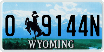 WY license plate 09144N