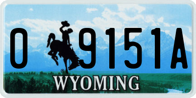 WY license plate 09151A