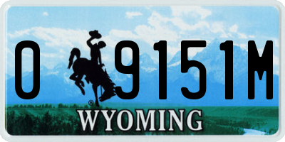 WY license plate 09151M