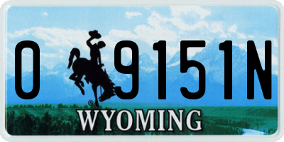 WY license plate 09151N