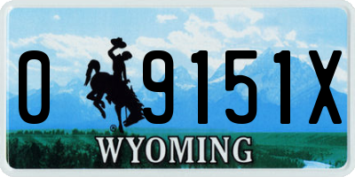 WY license plate 09151X