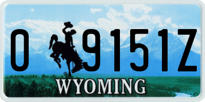 WY license plate 09151Z