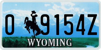 WY license plate 09154Z