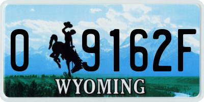 WY license plate 09162F