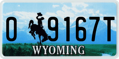 WY license plate 09167T