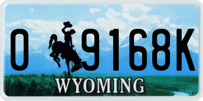 WY license plate 09168K