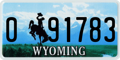 WY license plate 091783