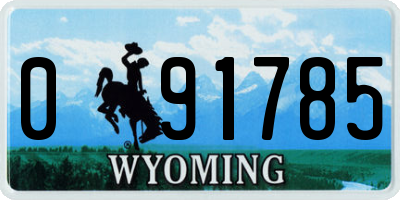 WY license plate 091785