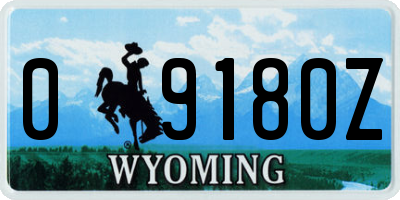 WY license plate 09180Z