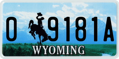 WY license plate 09181A