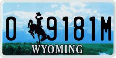 WY license plate 09181M