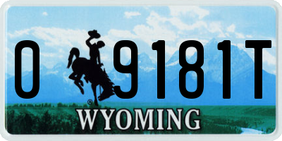 WY license plate 09181T