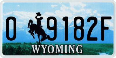 WY license plate 09182F