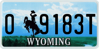 WY license plate 09183T