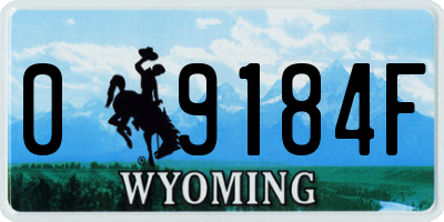WY license plate 09184F