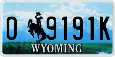 WY license plate 09191K