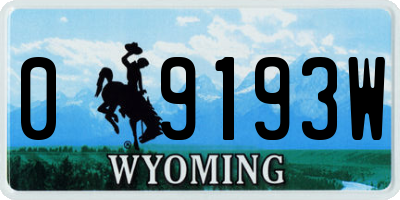 WY license plate 09193W