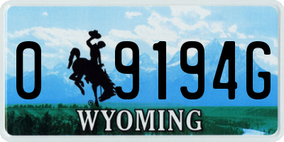 WY license plate 09194G