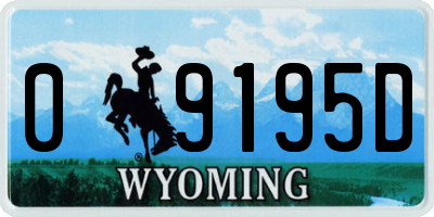 WY license plate 09195D