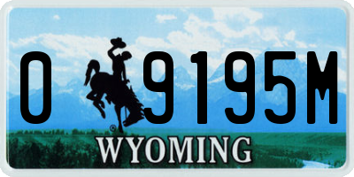 WY license plate 09195M