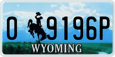 WY license plate 09196P