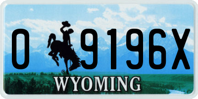 WY license plate 09196X