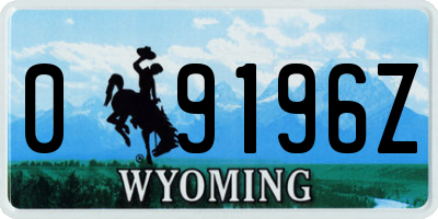 WY license plate 09196Z