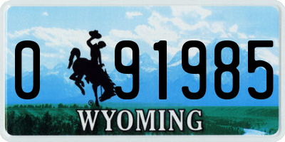 WY license plate 091985