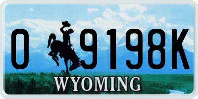 WY license plate 09198K