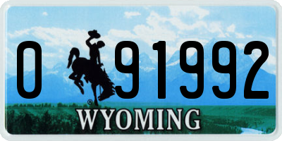 WY license plate 091992