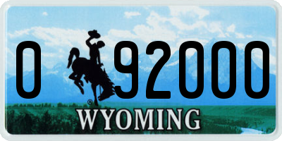 WY license plate 092000