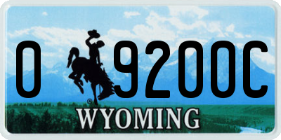 WY license plate 09200C