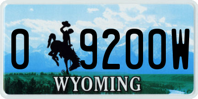 WY license plate 09200W