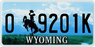 WY license plate 09201K