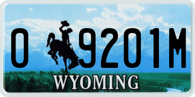 WY license plate 09201M