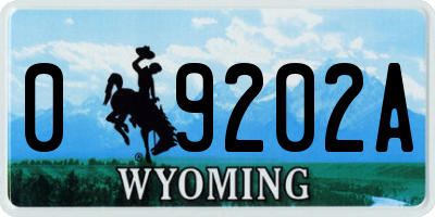 WY license plate 09202A