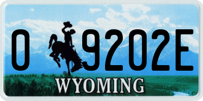 WY license plate 09202E