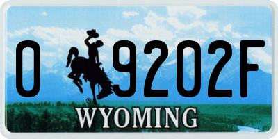 WY license plate 09202F