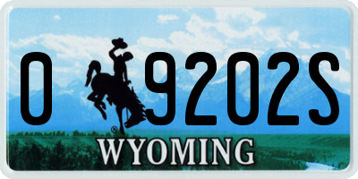 WY license plate 09202S
