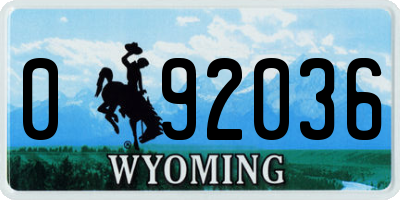 WY license plate 092036