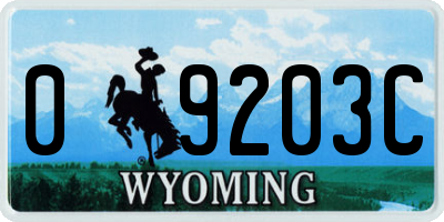 WY license plate 09203C