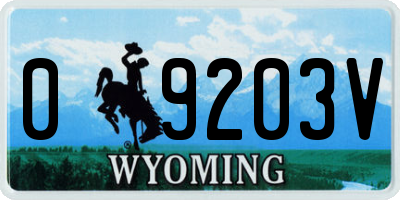 WY license plate 09203V